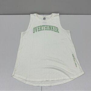 White Graphic Tank Top “Overthinker” size L